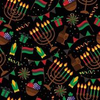 Seamless pattern for Kwanzaa with traditional colored and candles representing the Seven Principles or Nguzo Saba . vector