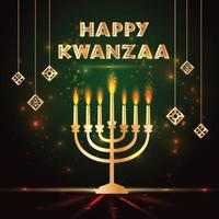 Banner for Kwanzaa with traditional colored and candles representing the Seven Principles or Nguzo Saba . vector