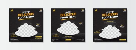 Super delicious food menu of burger template menu for social media post promotion with dark pattern background. vector