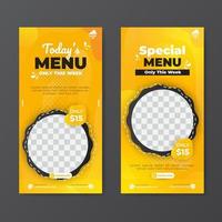 Banner template of food menu for social media post with liquid background vector