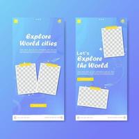 explorar y viajar plantilla de banner para el diseño de publicaciones en redes sociales vector