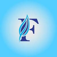 F Letter Logo - Vector Template of Initial Letter F with Leaf