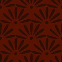 Doodle seamless pattern with decorative daisy flowers ornament. Maroon background. Dark floral print. vector
