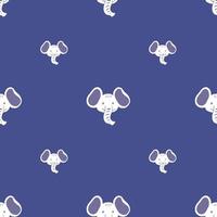 Elephant pattern seamless in freehand style. Head animals on colorful background. Vector illustration for textile.