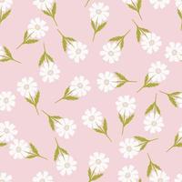 Chamomile pattern seamless in freehand style. Spring flowers on colorful background. Vector illustration for textile.