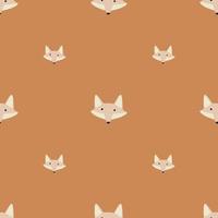 Fox pattern seamless in freehand style. Head animals on colorful background. Vector illustration for textile.