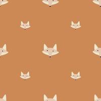 Fox pattern seamless in freehand style. Head animals on colorful background. Vector illustration for textile.