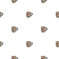 Cute mugs seamless pattern. Background of teatime. vector