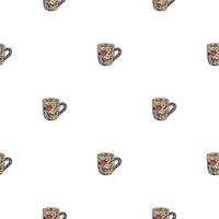 Cute mugs seamless pattern. Background of teatime. vector