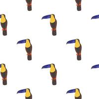 Isolated seamless animal tropic bird pattern with doodle colorful toucan bird print. White background. vector