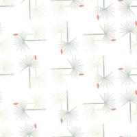 Hand drawn seamless doodle pattern with blue colored dandelion shapes. White background. vector