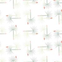 Hand drawn seamless doodle pattern with blue colored dandelion shapes. White background. vector