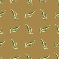 Seamless pattern seaweed on orange background. Marine flora templates for fabric. vector