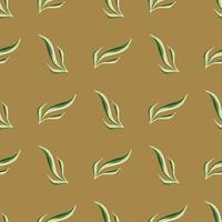 Seamless pattern seaweed on orange background. Marine flora templates for fabric. vector