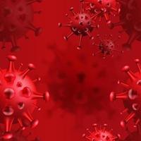 Seamless coronavirus flu background. Danger public health risk disease. Influenza outbreak. Seamless vector design of COVID-19 virus cells in red.