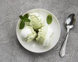 pistachio ice cream and mint photo