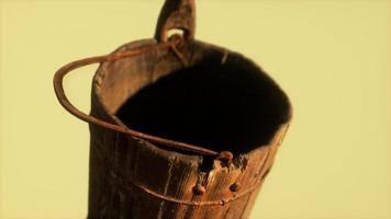 Old used rusted wooden bucket video