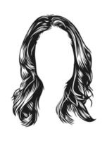Stylish women hair in black and white vector illustration