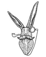 ilustración de vector de conejo blanco y negro con gafas vintage
