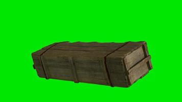 wooden box for weapons on green chromakey background video