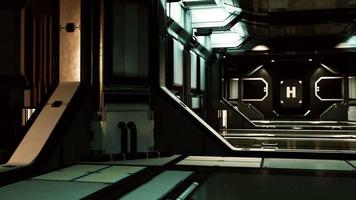 realistic futuristic sci-fi spaceship corridor video