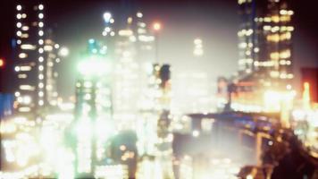 defocused bokeh of cityscape at twilight time video