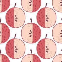 Isolated simple pink apple ornament seamless pattern. White background. Creative print in food cartoon style. vector
