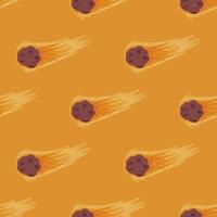 Meteor shower seamless pattern. Hand drawn comets fly background. vector