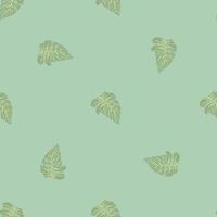 Monstera leaf seamless pattern with hand drawn tropical print. Modern nature background. Vector illustration for seasonal textile .