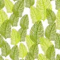 Organic palm leaf seamless pattern with hand drawn foliage print. Simple color background. Vector illustration for seasonal textile.