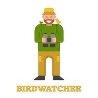 icono aislado de observador de aves feliz vector