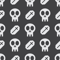 Halloween Skull and Tomb Seamless Pattern vector