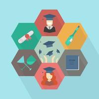 conjunto de iconos de graduación vector