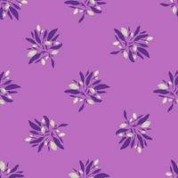Organic seamless pattern with decorative lemon silhouettes. Purple colored print. Simple design. vector