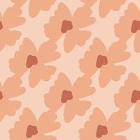 patrones sin fisuras de tonos pálidos con siluetas de capullos de flores botánicas. ilustraciones de la naturaleza de la paleta rosa. vector