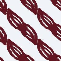 Maroon abstract seamless doodle pattern with leaves elements shapes. Pastel background. Hand drawn style. vector