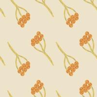 Decorative seamless pattern with orange colored yarrow shapes print. Pastel background. Botany backdrop. vector