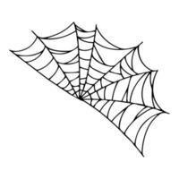 Spider web isolated on white background. Spooky cobwebs. Outline vector illustration.