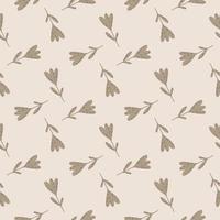 patrón de siluetas de flores de tulipán botánico sin costuras. doodle adorno floral en tonos beige sobre fondo claro. vector