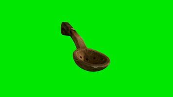 Wooden Spoon on green chromakey background video