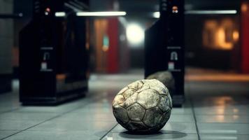 old soccer ball in empty subway video