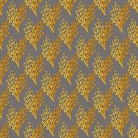 Autumn seamless pattern with flora botanic orange leaf twigs silhouettes. Grey background. Simple design. vector