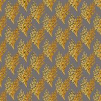 Autumn seamless pattern with flora botanic orange leaf twigs silhouettes. Grey background. Simple design. vector