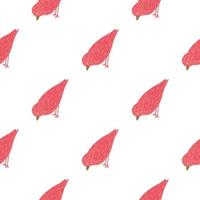 patrón sin costuras con siluetas simples de aves rosas aisladas impresas. Fondo blanco. vector