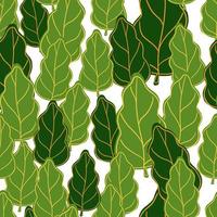 Isolated foliage seamless pattern with random green contoured shapes. White background. Simple print. vector