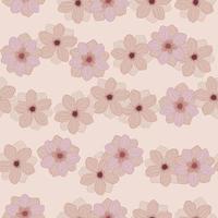 Hand drawn ditsy seamless pattern with cute random anemone bud flower shapes. Pink pastel colors. vector