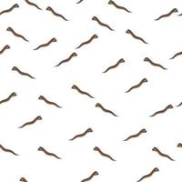 Creative seamless pattern with little brown worms ornament. Isolated artwork. White background. vector