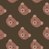 Bear pattern seamless in freehand style. Head animals on colorful background. Vector illustration for textile.