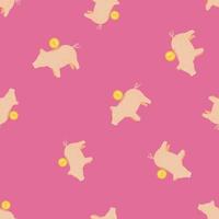 Piggy bank seamless pattern. Funny financial toy background. vector