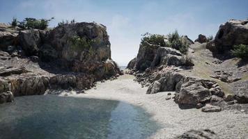 coastal view of a sand beach with cliffs video